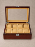 Coffret Windsor 8 ouvert, deux rangées de quatre coussins, intérieur doré