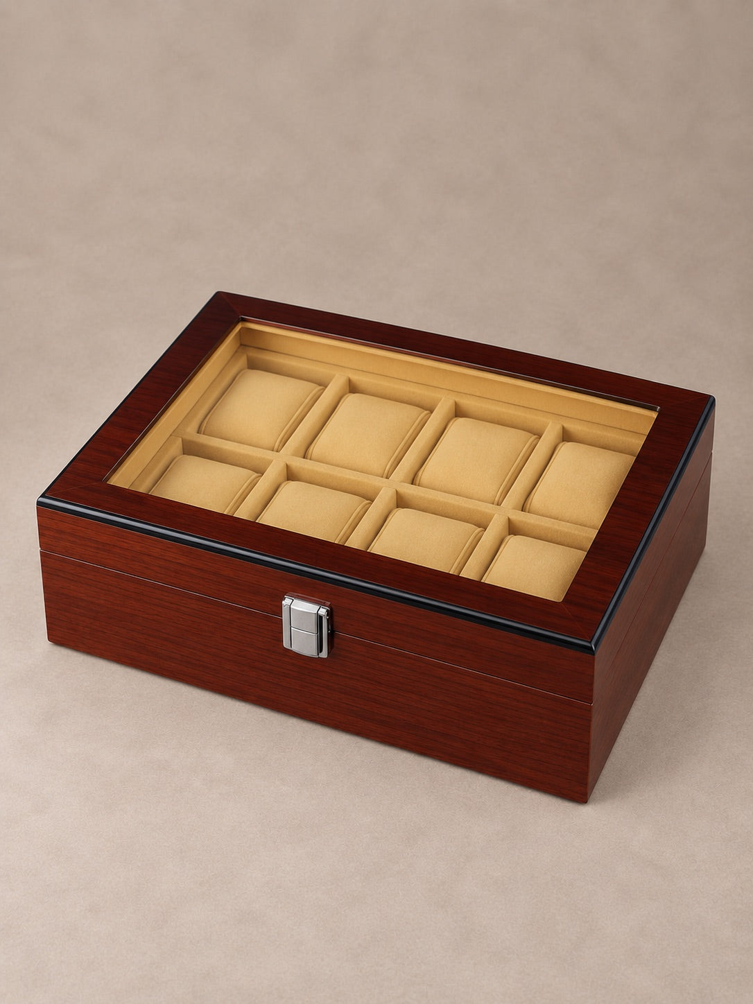 Coffret Windsor 8 fermé, bois rouge brillant